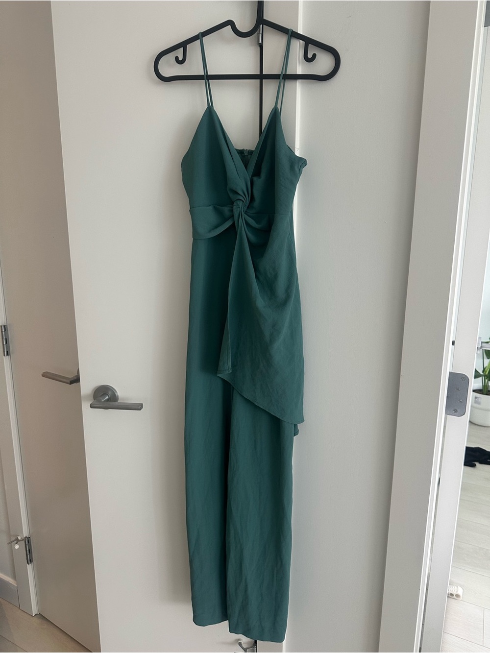 Emerald Green Tie-Front Spaghetti Strap Jumpsuit